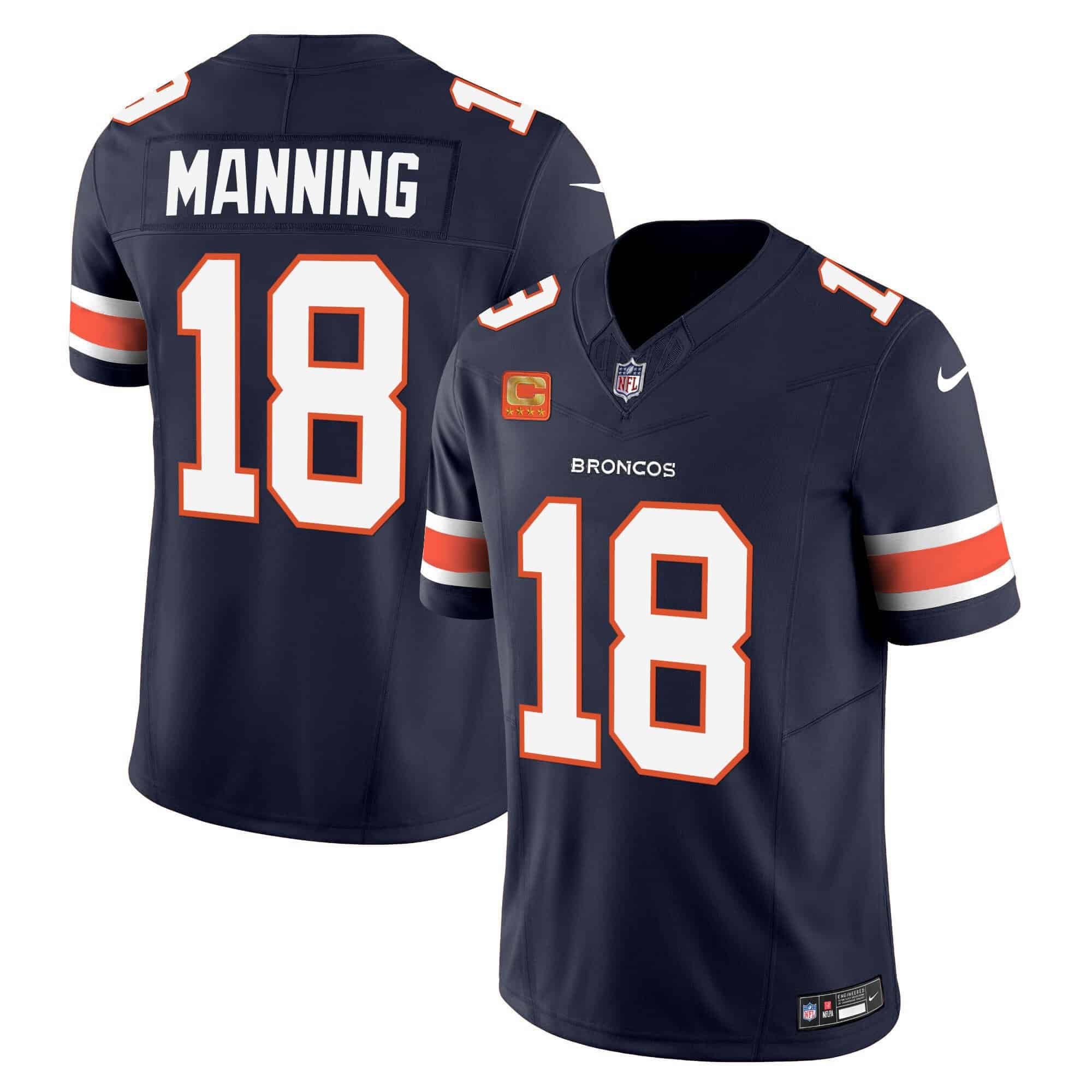 Men Denver Broncos #18 Manning Blue 2024 Nike Vapor Limited NFL Jersey style 2